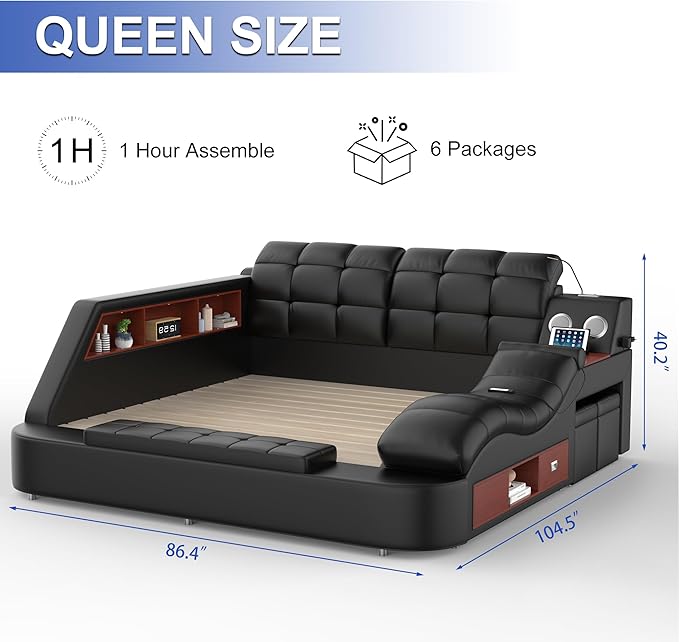 AF ARTISAN FURNITURE Queen Size Smart Multifuncional Bed Frame
