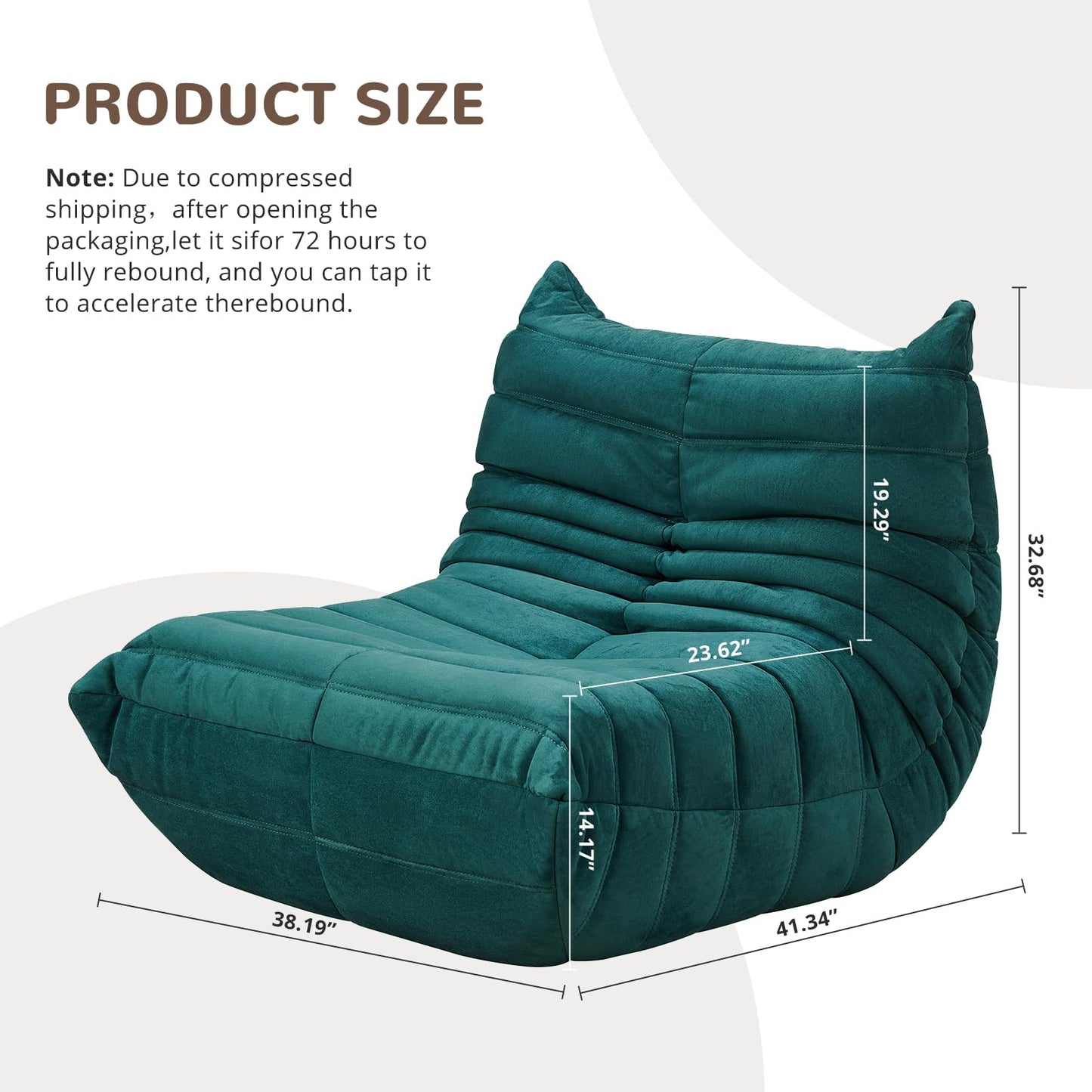 Aosaifen Fireside Chair, Lazy Floor Sofa Couch, Corner Bean Bag Chair, Corner Chair Sofa,Bean Bag Chair for Living Room Bedroom Salon Office Apartment or Gaming Venue (Green)