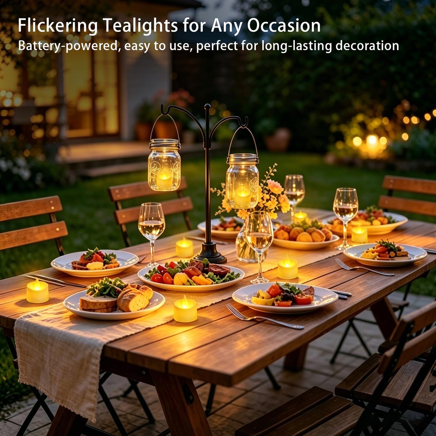 Dual-Flame Flickering Flameless LED Tealight Candles, Battery Operated Tea Lights with Realistic Warm Yellow Glow, 200+ Hour Long-Lasting Fake Candles for Home Wedding Votive Decor(Ivory, 12 Pack)