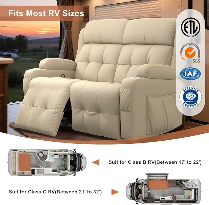Home Theater Seating Loveseat Recliner Sofa, Wall-Hugger Reclining Couch