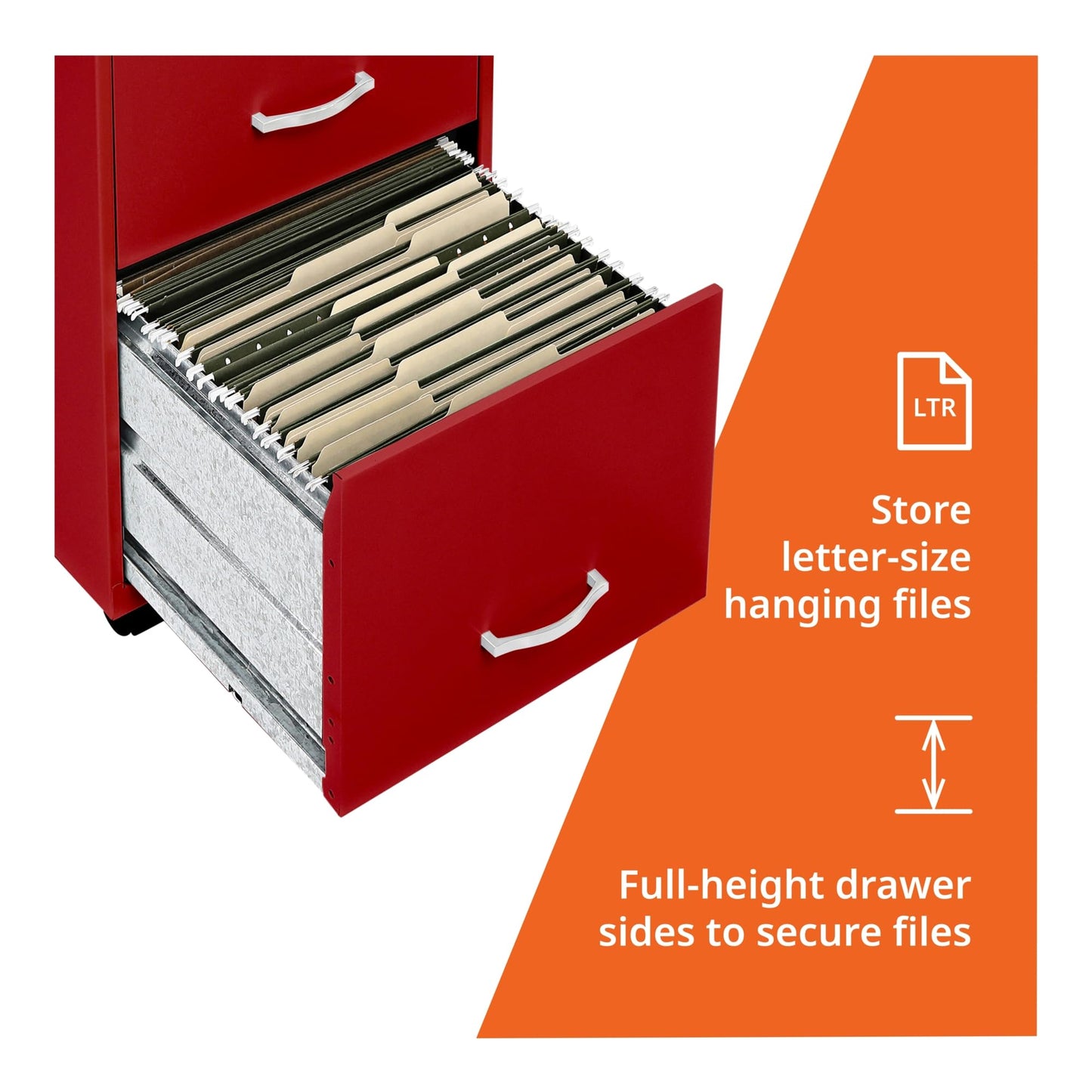 Lorell LYS SOHO Box/File/File Mobile Red File Cabinet, 3 Drawer