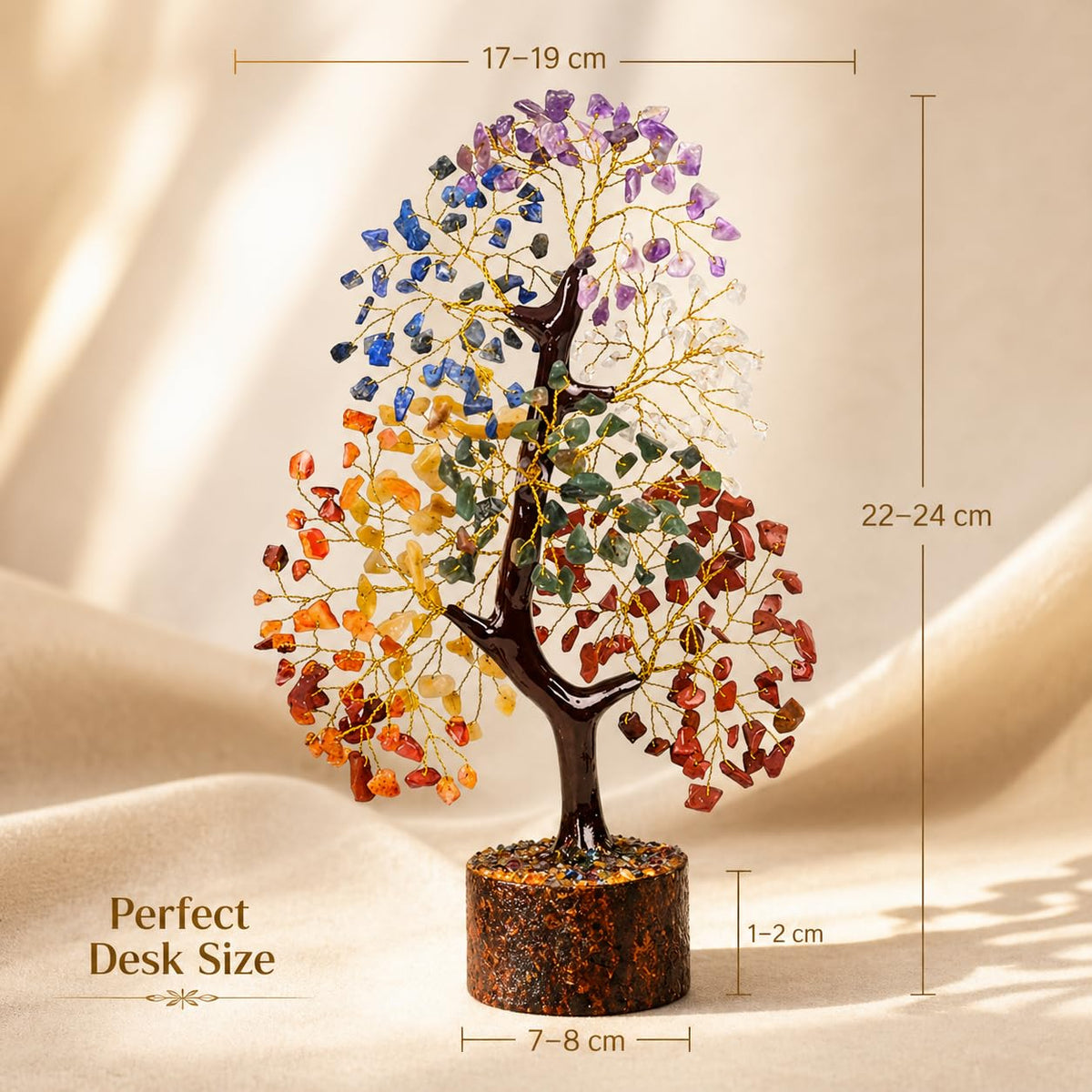 7 Chakra Tree of Life Crystal Tree - Healing Crystals for Positive Energy & Good Luck, Handmade Gemstone Tree, Birthday Gifts for Women, Mom, Sister, Home Office Desk Decor, Feng Shui Decor