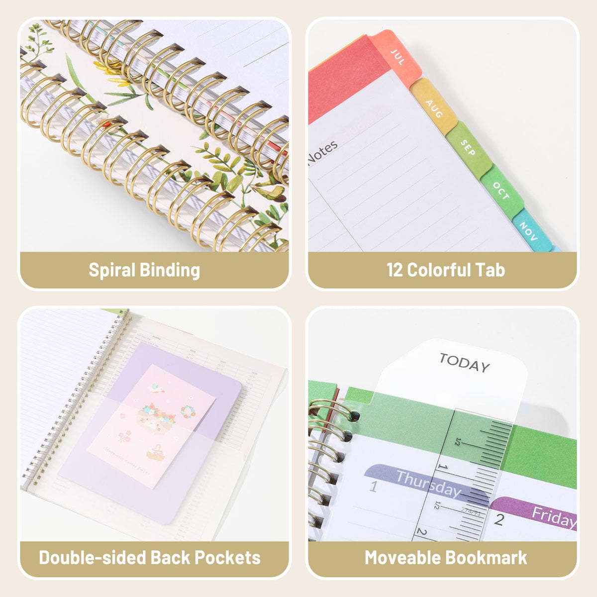 SUNEE Teacher Planner 2026-2027 Academic Year, 7 Periods Lesson Plan Book Jul 2026 - Jun 2027, 8.5"x11"Daily Weekly Monthly Organizers Horizontal Layout with Calendars, Bookmark, Tabs, Colorful Pen