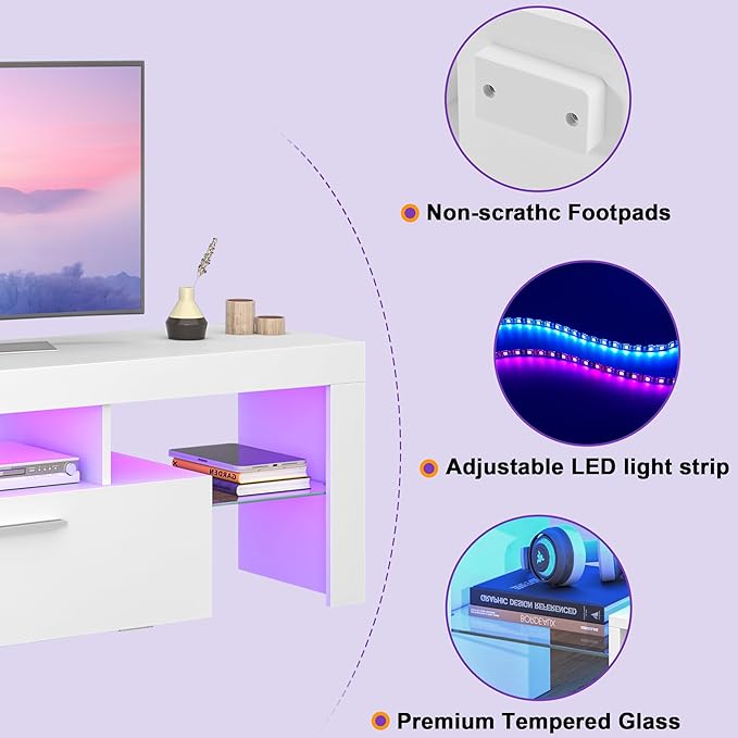 Clikuutory Modern Lighting 51 inch TV Stand
