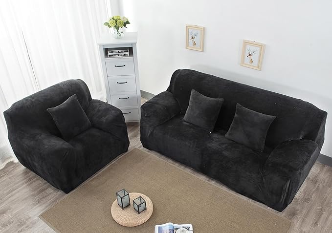 vctops 1-Piece Velvet Plush Stretch Chair Sofa Slipcover Soft Fuzzy Fluffy