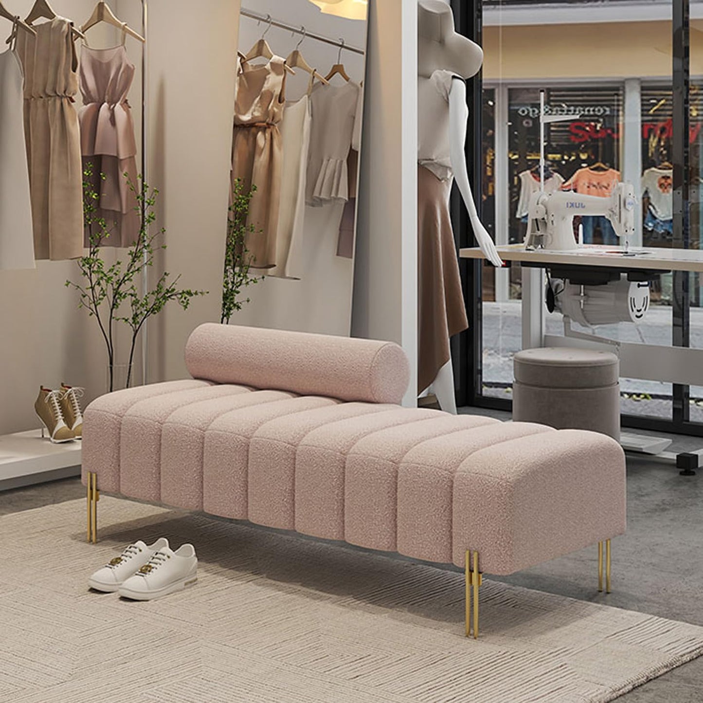 Living Room Upholstered Long Bench Velvet Entryway Shoe Bench Sofa Footstool Cloakroom Bench for Dressing Room End of Bed Office