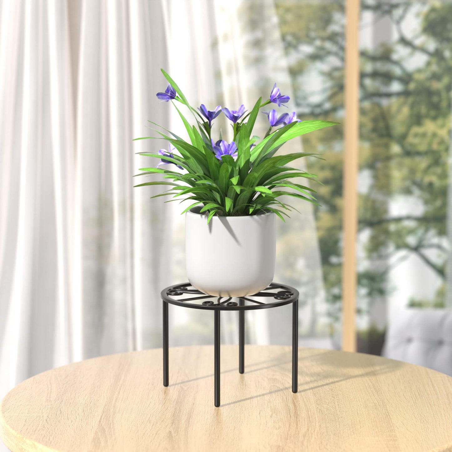 bussdis Plant Stand 1 PCS-10.2 IN Flower Pot Stand Plant Rack for Indoor and Outdoor Courtyard Gardens Black