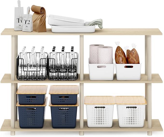 Furinno Turn-N-Tube No Tools 3-Tier Rectangle Side Display Rack, Bauhaus