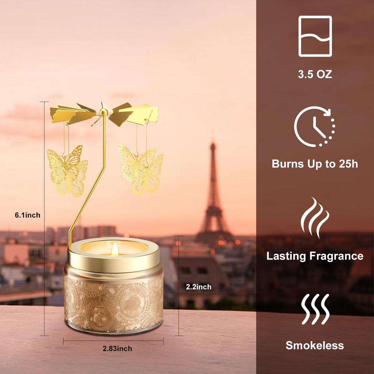 Rotatable Osmanthus Flower Scented Candle, Gifts for Women, Single-Wick with 20 Hours of Burn Time, Ideal for Creating Relaxing Ambience & Holiday Gifting (Butterfly)