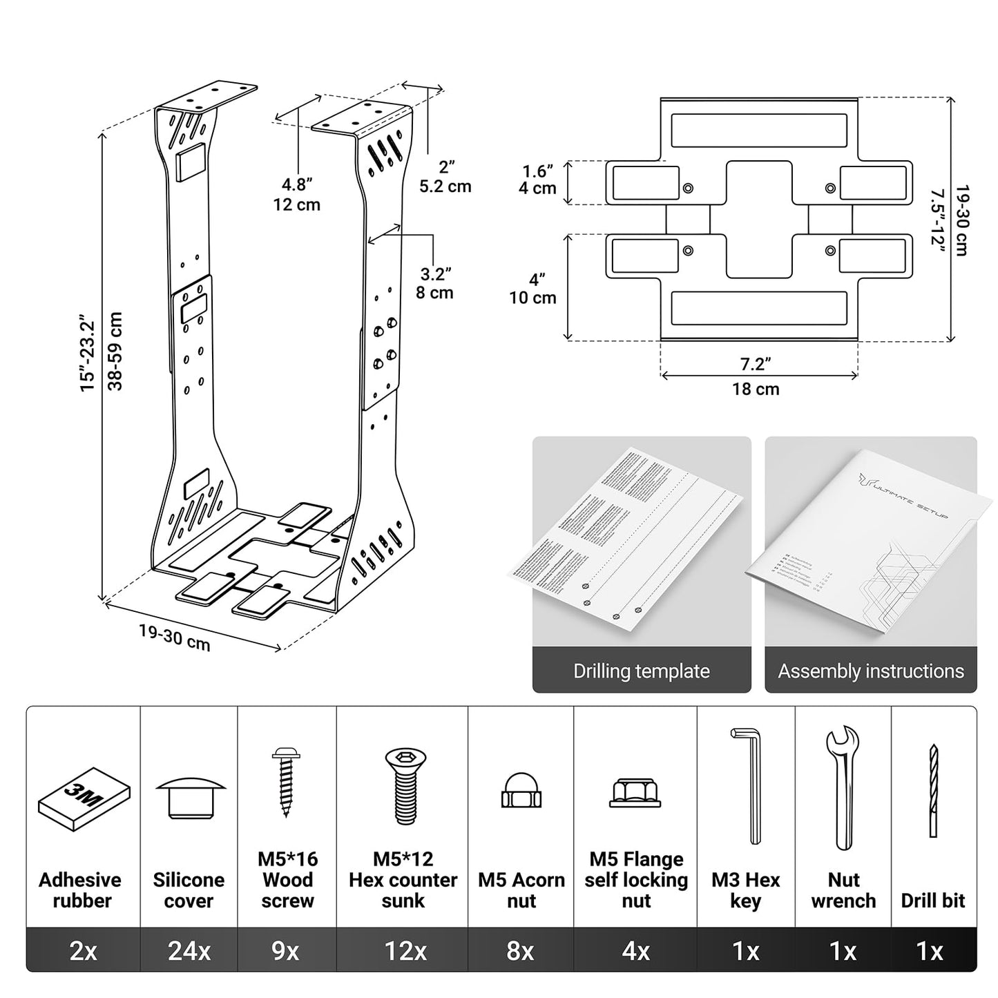Heavy Duty Under Desk PC Holder – Up to 77 lbs Load Capacity - Adjustable Computer Tower Holder – CPU Holder Under Desk Mount - PC Holder Under Desk – Under Desk Computer Mount (Black)