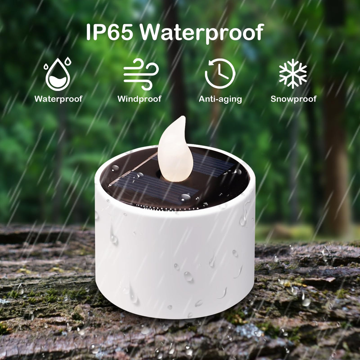 Solar Tea Lights Outdoor Waterproof - 12 Pack Flameless Flickering Solar Candles Reusable LED Tea Light Candles Rechargeable Dusk to Dawn Lighting for Lanterns Garden Camping Home Decor, 2.3''x2.1''