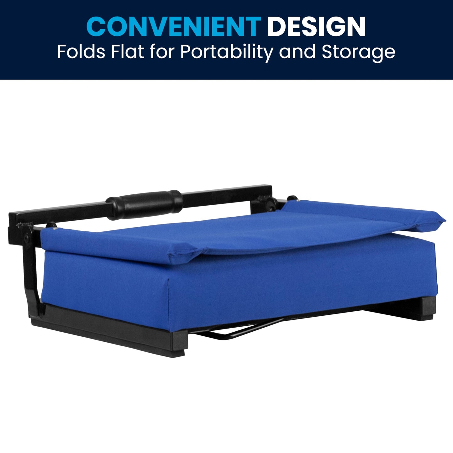 Flash Furniture Grandstand Portable Stadium Seat for Bleachers or Benches, Folding Padded Stadium Chair with Carrying Handle, 500 lb. Weight Capacity, Blue
