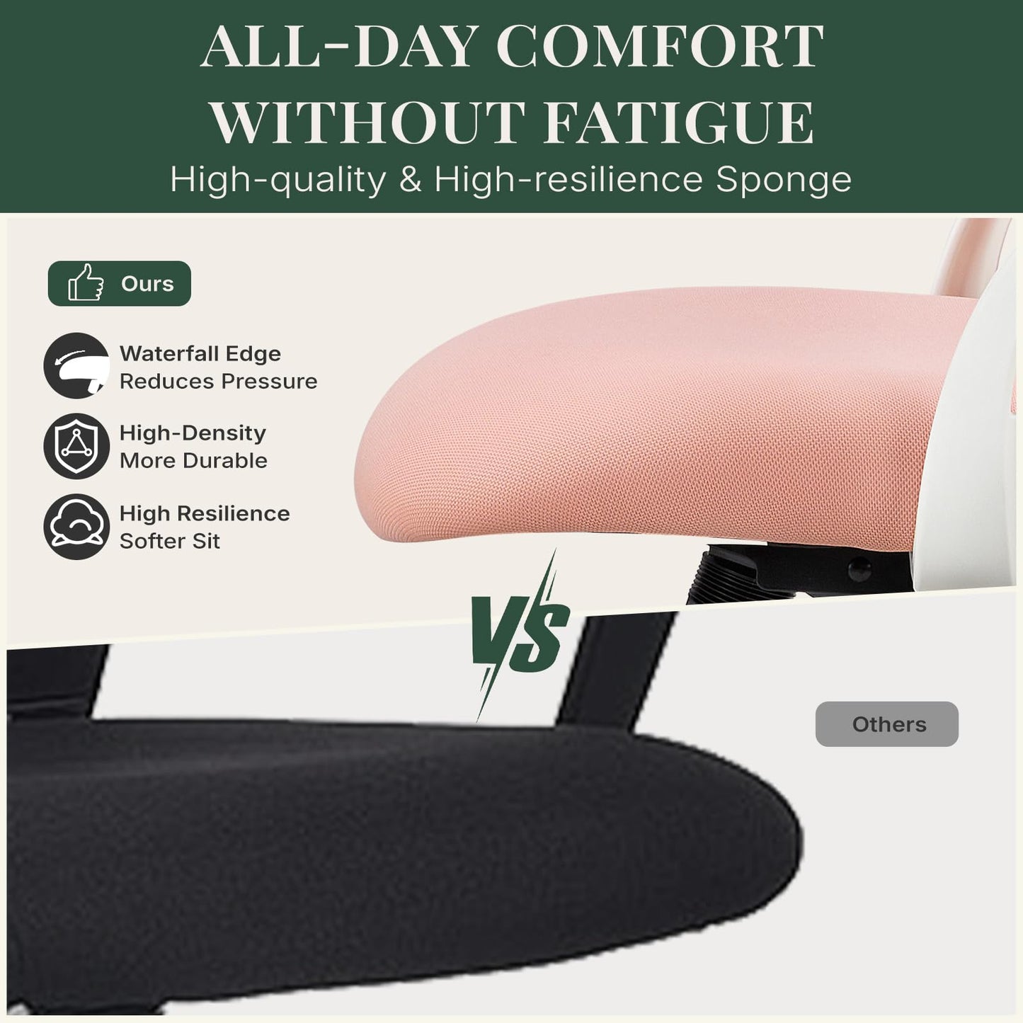 HAPPYMONT Ergonomic Office Chair, Comfy Desk Chair with Wheels, Adjustable Headrests, Flip-Up Armrests, Breathable Mesh High-Back, Comfortable Swivel Seating for Home Computer, Pink