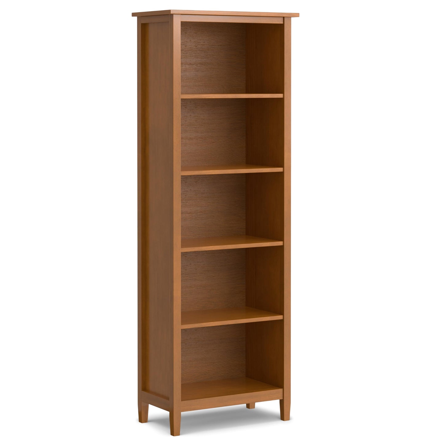 SIMPLIHOME Warm Shaker Desk and Bookcase Bundle - 48 inch Wide Solid Wood Transitional Desk with Drawers and 26 inch Wide 5-Shelf Bookcase in Light Golden Brown, Home Office Furniture (Set of 2)