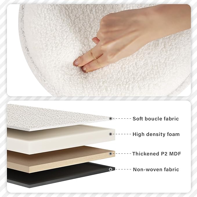 PINPLUS Round Storage Ottoman Boucle Ottoman