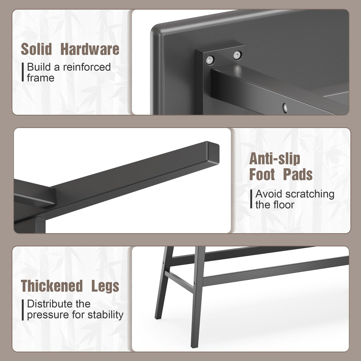 Wisuce Essentials Bamboo Dining Bench, Entryway Bench with Spindle Back Farmhouse Wood Windsor for Foyer Balcony Living Room (Black)