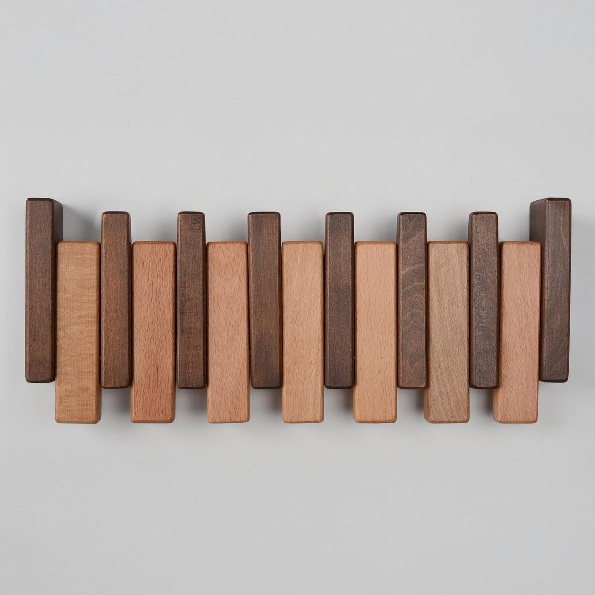 TEXAS BEST GIFT Piano Key Coat Rack – 6-Hook Wall-Mounted Rack in Solid Beech – Space-Saving Flip Hooks – Entryway Organizer for Coats, Hats, Bags