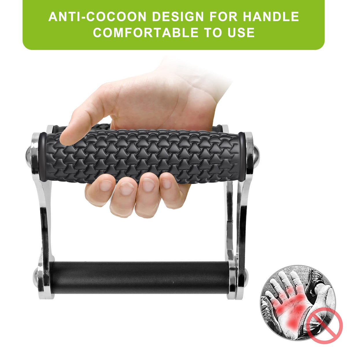 SELEWARE V Bar Landmine Handle Attachment, Solid Landmine Double D Handle T Row Attachment With Non-Slip Rubber Handle, Fits Olympic Bars Strength Training Bars