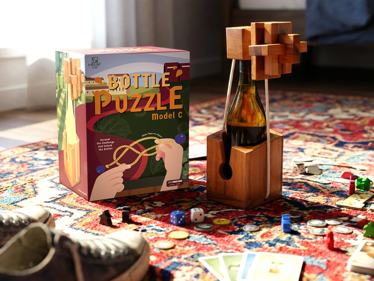 BSIRI Think for Bottle Puzzle Challenging Brain Teaser and Holder Game Functional Storage Ideal for Bottles Lover and Fun Gifts Hard Games