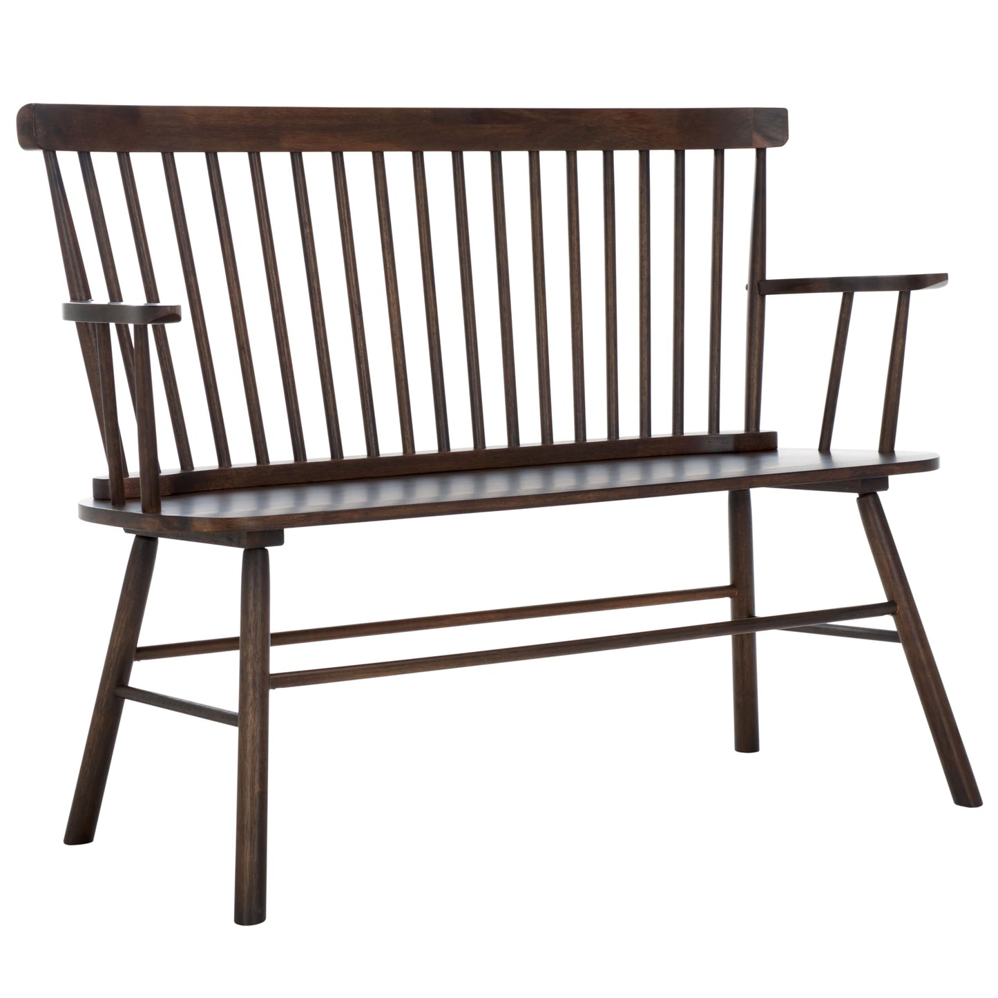 SAFAVIEH Furniture - Addison Loveseat - Dark Walnut - Solid Wood - Coastal Slatted Design - Ideal for Living Room, Sunroom, Bedroom, 18" Seat Height (AMH8513E)