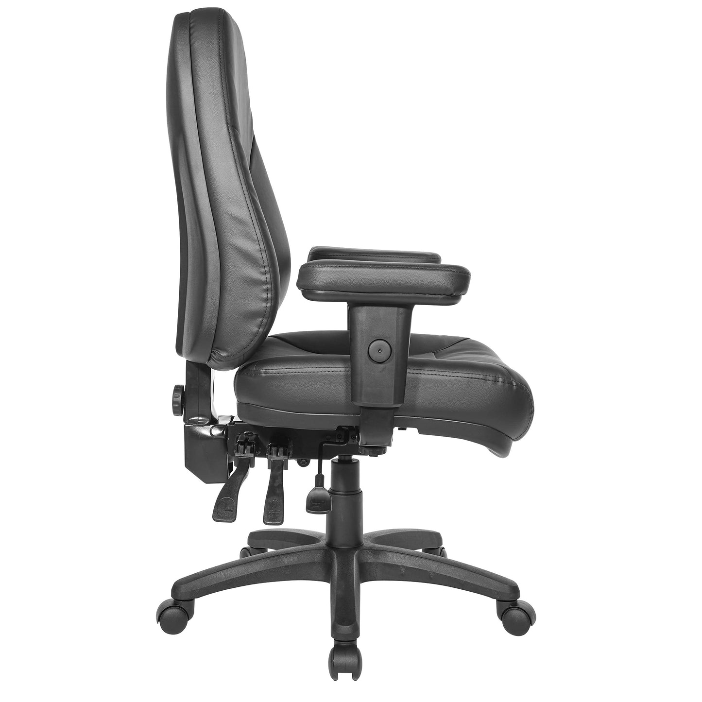 Office Star EC Series Professional Executive Ergonomic High Back Office Chair with Dual Function Control, Padded Contour Seat and Adjustable Padded Arms, Dillon Black