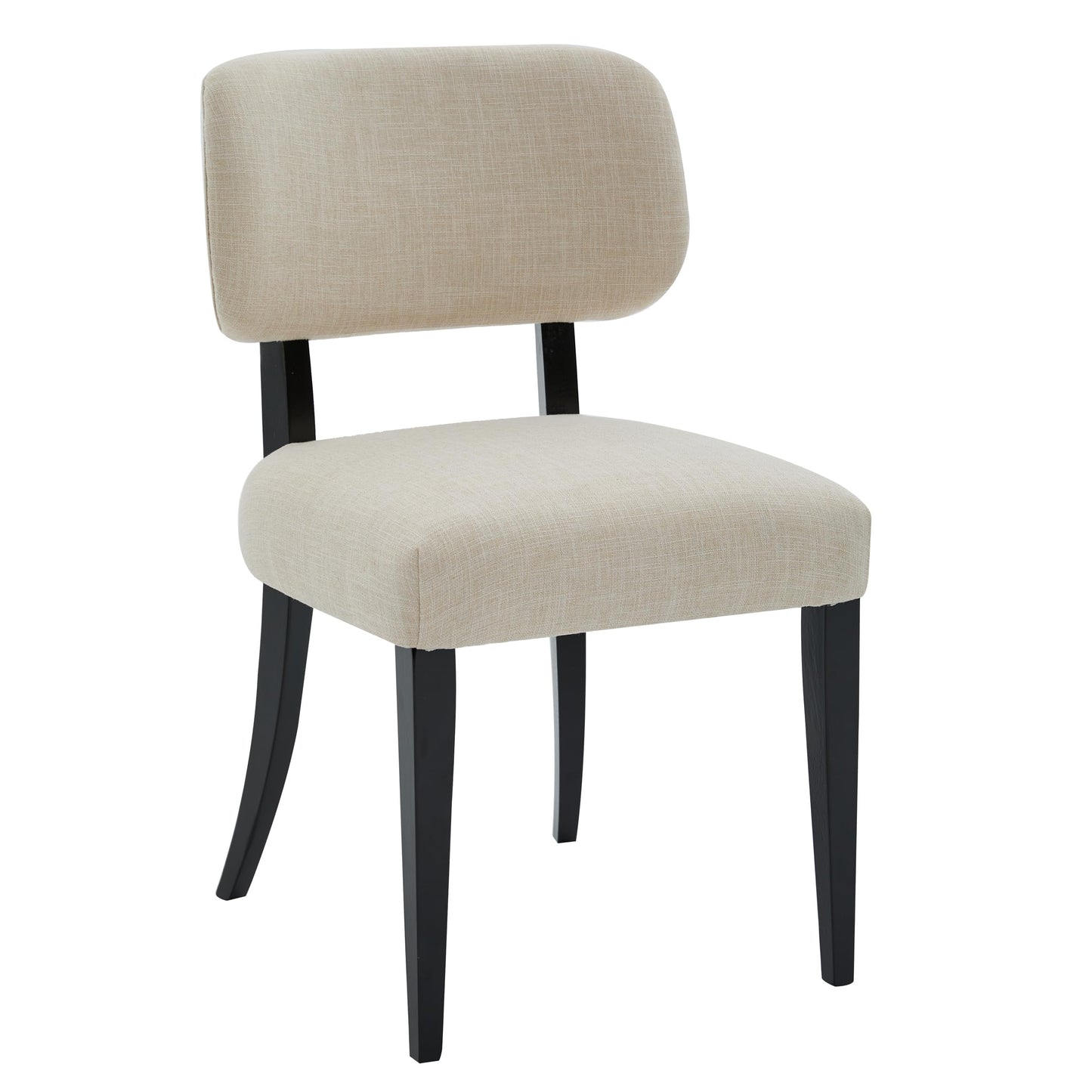 Wood Upholstered Dining Chairs Set of 2, Modern Linen Fabric Accent Side Seating with Padded Backrest, Armless Farmhouse Kitchen Room Furniture for Breakfast Nook Apartment Restaurant (Beige)