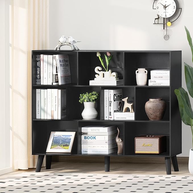 YAHARBO 10 Cube Large Bookshelf, 3 Tier Bookcase