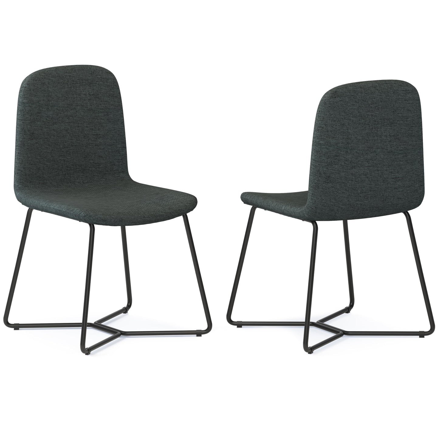SIMPLIHOME Wilcox Contemporary Dining Chair (Set of 2) in Charcoal Grey Woven Fabric for the Dining Room