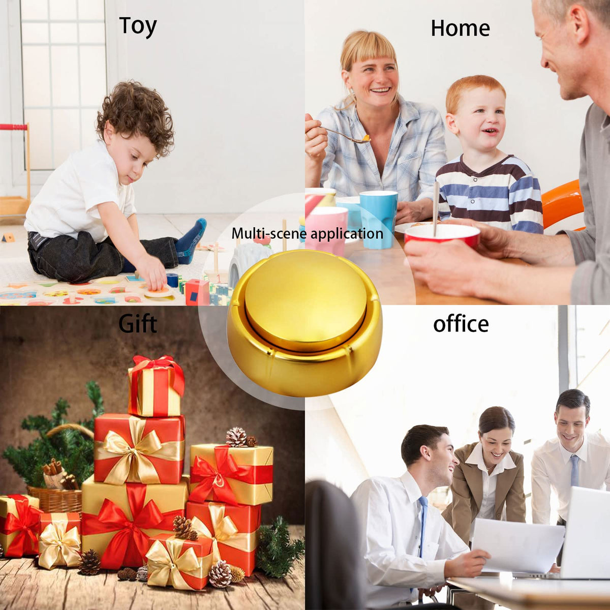 Jusocc Gold Recordable Button - Easy 30 Sec Talking Button Easy Button Answer Buzzers Custom Sound Button for Dogs Training Classroom Study Office Home Game