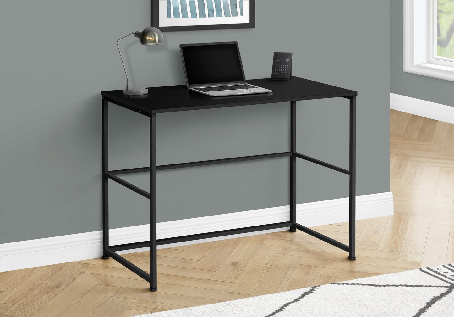 Monarch Specialties 7776 Computer Desk, Home Office, Laptop, Left, Right Set-up, Storage Drawers, Work, Metal, Laminate, Contemporary, Modern Desk-40 L Black Black, 40" L x 19" W x 30" H