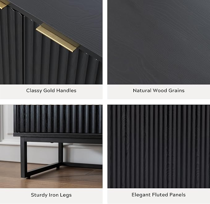 EYYTHUNG Fluted Storage Cabinet Sideboard Buffet Cabinet, Modern Accent Cabinets