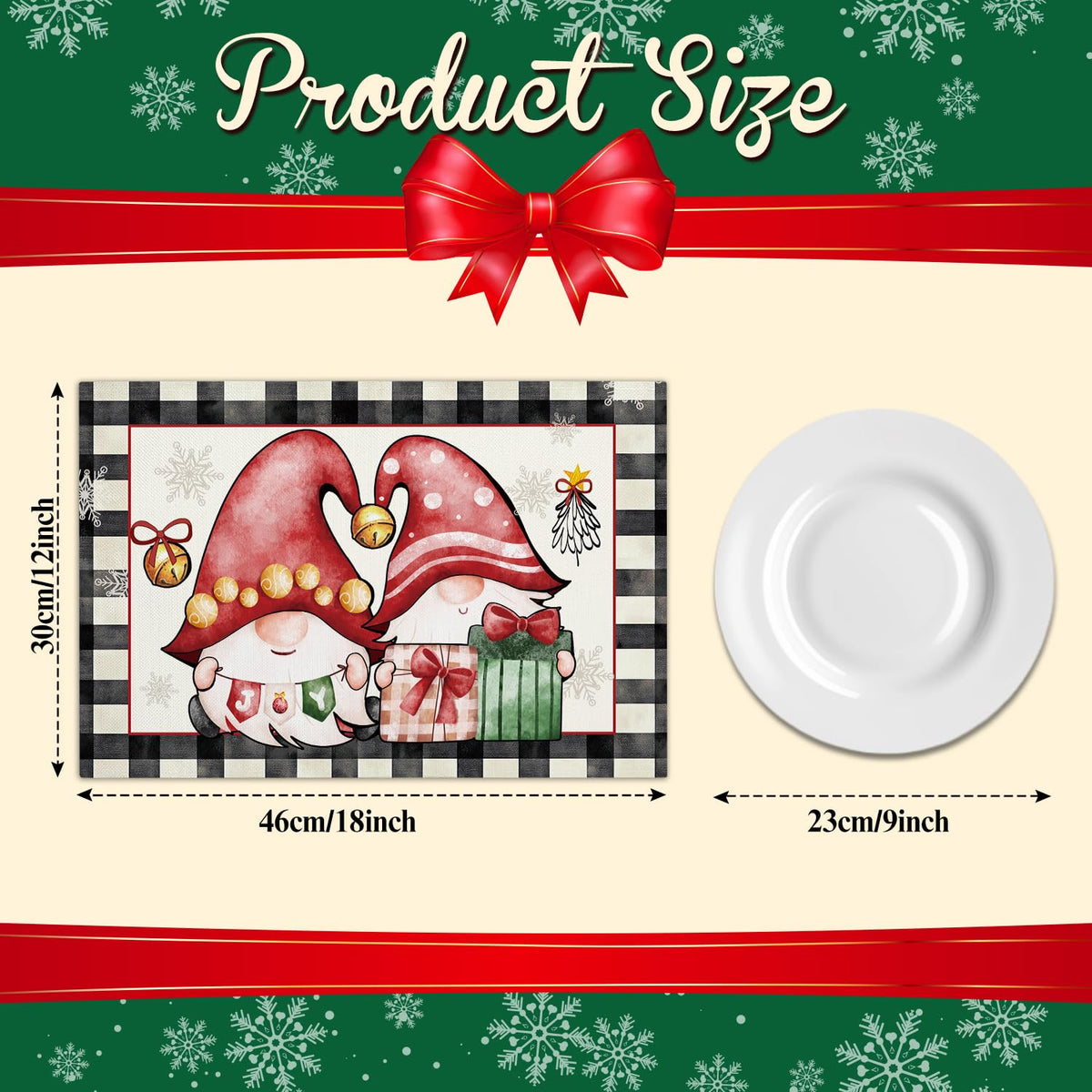 Funny Santa Snowflakes Christmas Placemats Set of 4 Winter Gifts for Christmas Women Rustic Holiday Placemats Decor for Xmas Party Outdoor Home Kitchen Dining Recyclable Table Mats 12x18 inch - DH720