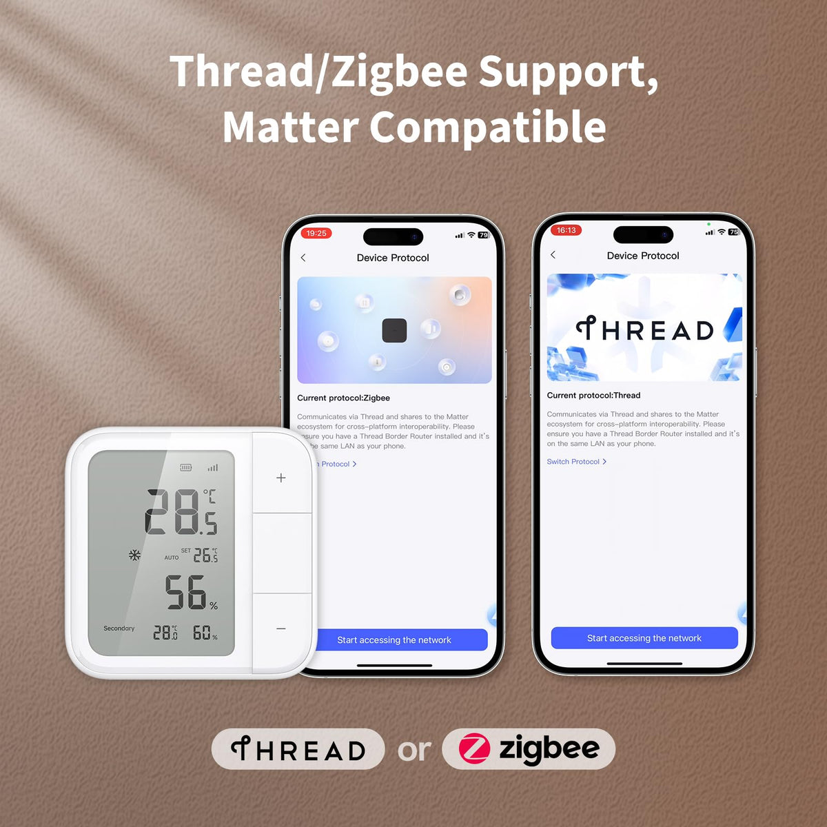Aqara Thread/Zigbee Smart Climate Sensor W100,Temperature and Humidity Monitoring,Wireless Remote HVAC Control, 3 Customizable Smart Buttons,Works with HomeKit, Alexa, Google & More