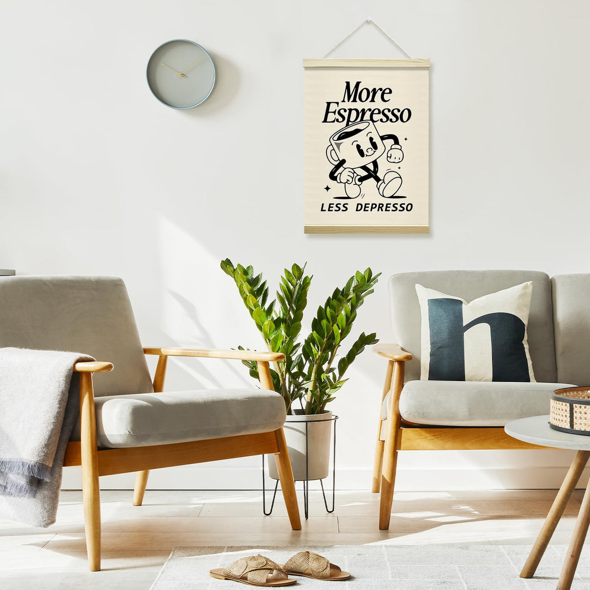 mermermu Retro Coffee Poster Hanger Frame, More Espresso Less Despresso Posters Canvas Wall Art for Cafe Office Kitchen Living Room Decor, 12x16 Inches -036