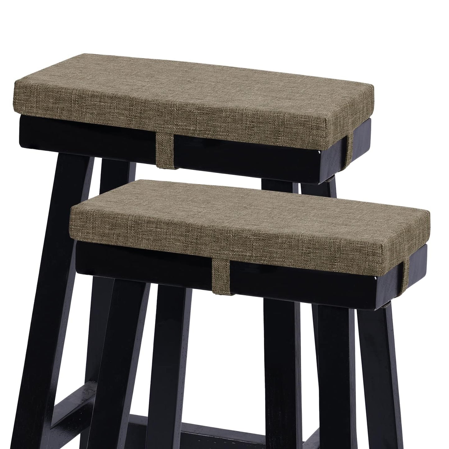 baibu Set of 2 Memory Foam Rectangle Bench Stool Cushion, Dual-Layer Design Non-Slip Saddle Stool Pads Bar Stool Cushion with Machine Washable Cover - Only 2 Pads (Brown, 18x9.5x1.5in)