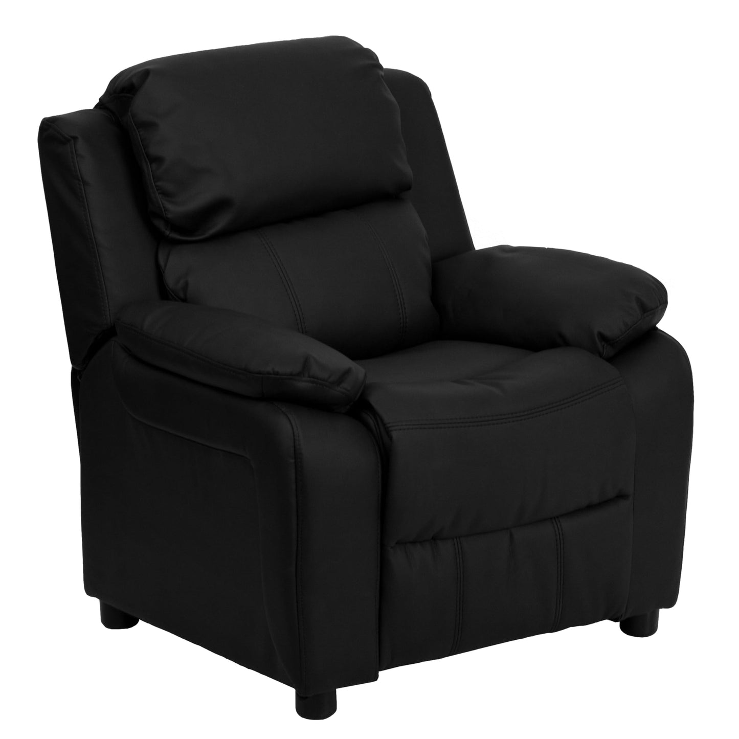 Flash Furniture Charlie LeatherSoft Kids Recliner with Flip-Up Storage Arms and Safety Recline, Contemporary Reclining Chair for Kids, Supports up to 90 lbs., Black