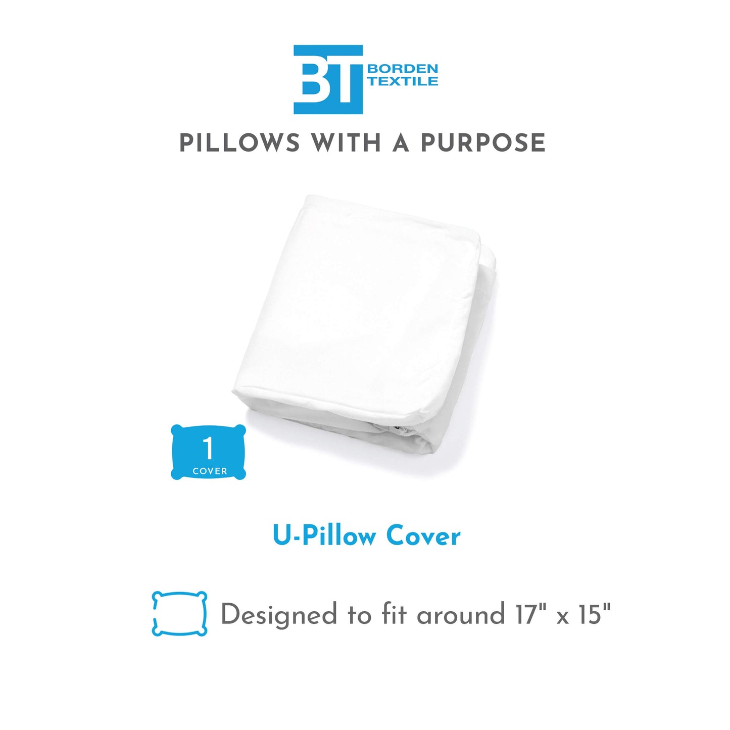 PILLOWS WITH A PURPOSE U Sleep Pillow Cover Designed to Fit on U Shaped Side Sleepers and Neck Pain Relief Pillows - White