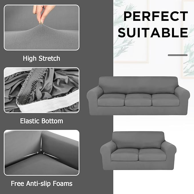 HunnmingRe Sofa Covers for 3 Cushion Couch Stretch Sofa and Loveseat Covers Set