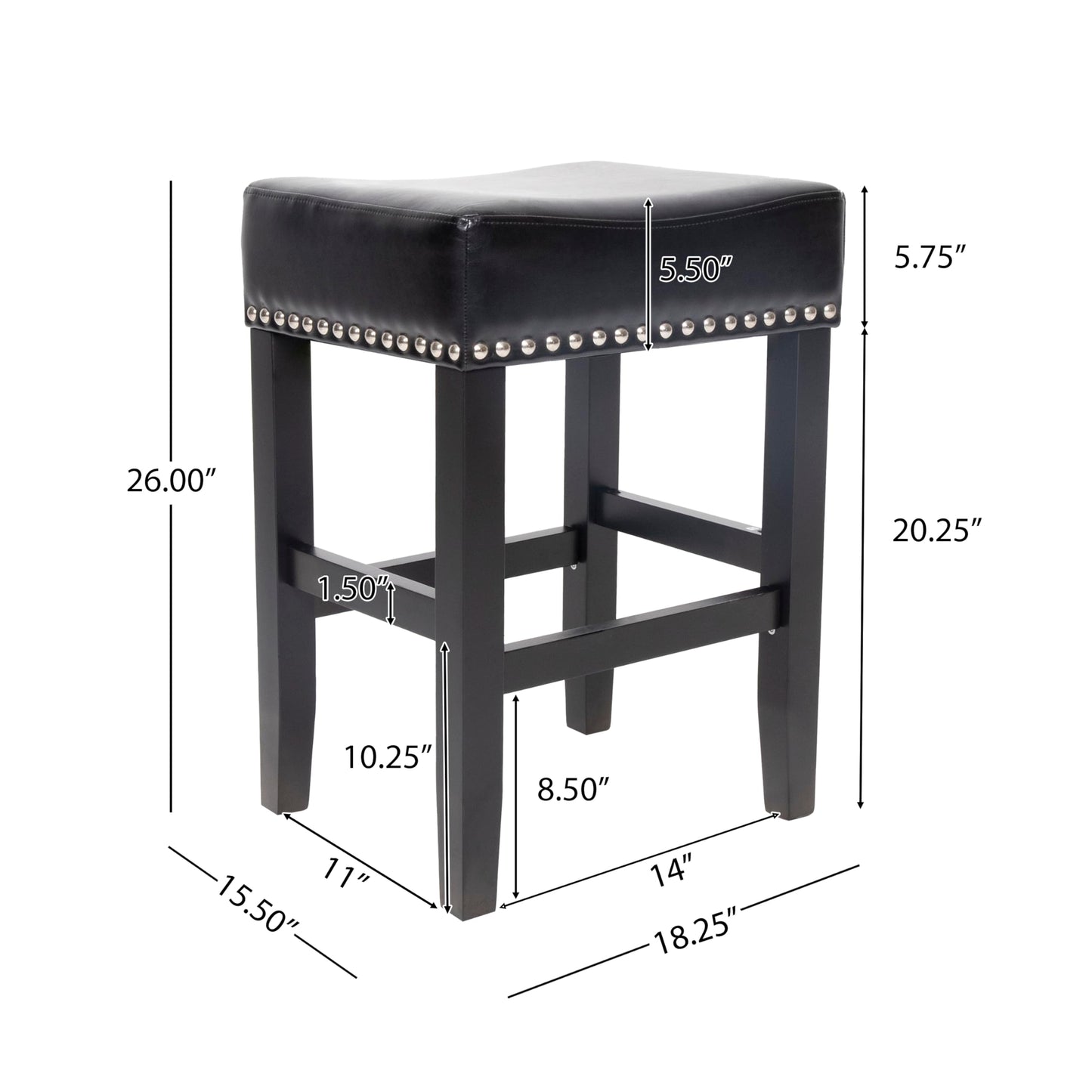 Christopher Knight Home Laramie Bonded Leather Backless Counterstools, 2-Pcs Set, Black
