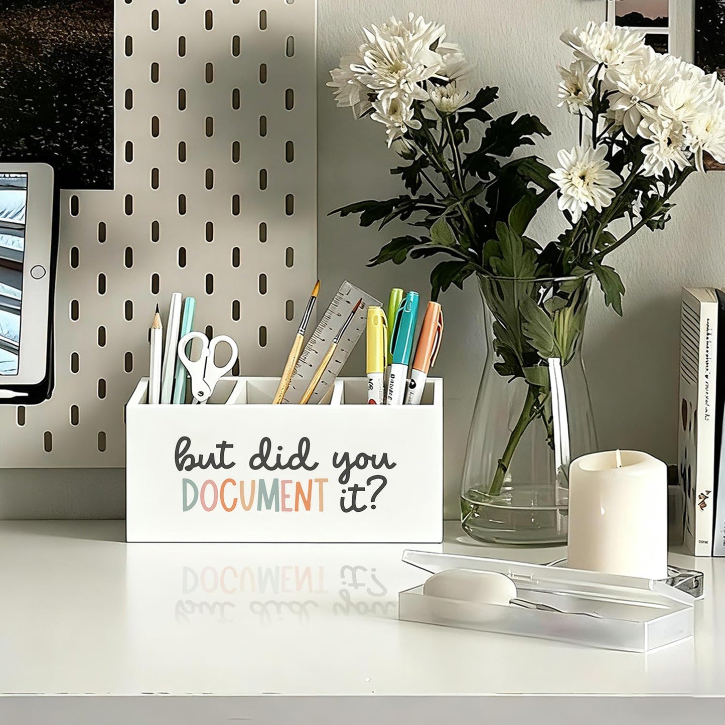 LIANGW Funny But Did You Document It Pen Pencil Holder for Desk, HR Human Resources Gifts, Office Humor Gifts for Coworkers Women Men Wooden Box Sign Decorations for Office Desk Tabletop