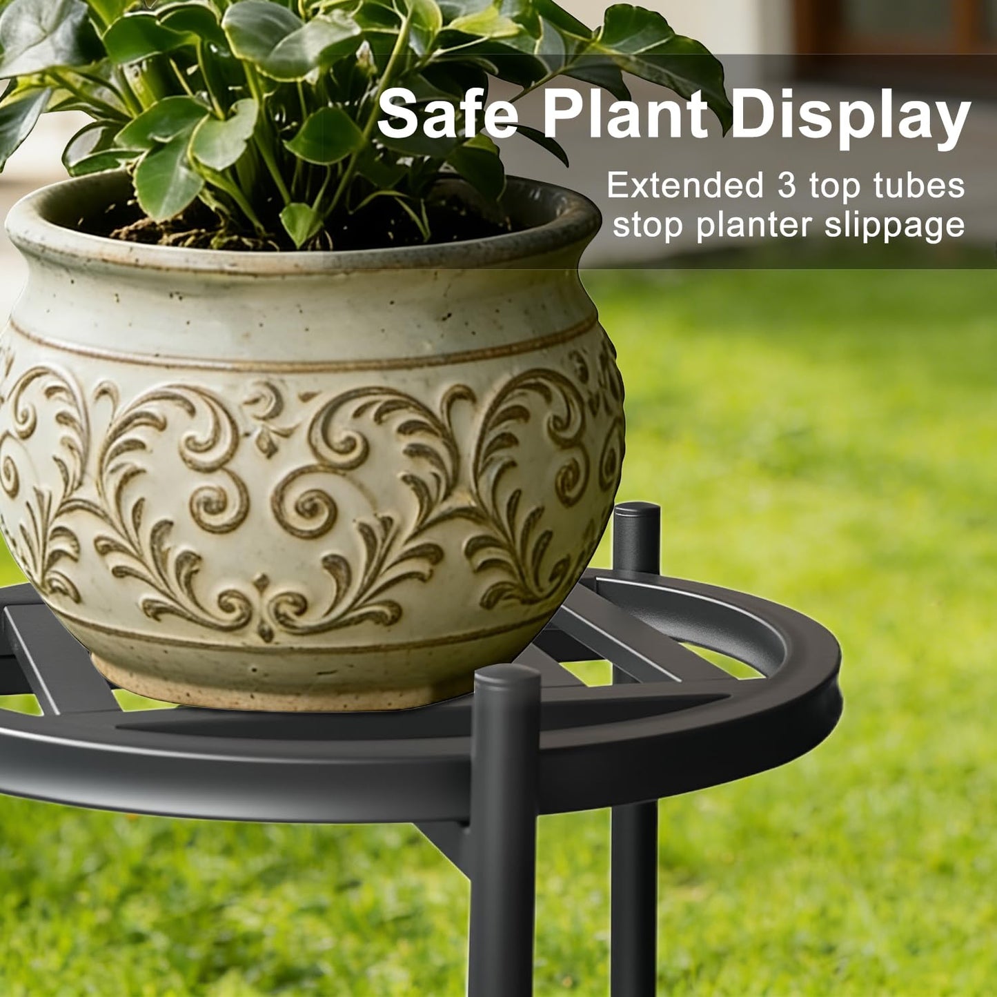 Hongsane Plant Stand Indoor Outdoor,2 Tier 30" Tall Metal Plant Stands,Heavy Duty Plant Holder for Large Pots,Outside Plant Shelves for Patio,Black Flower Display Shelf for Living Room,Bedroom,1-Pack