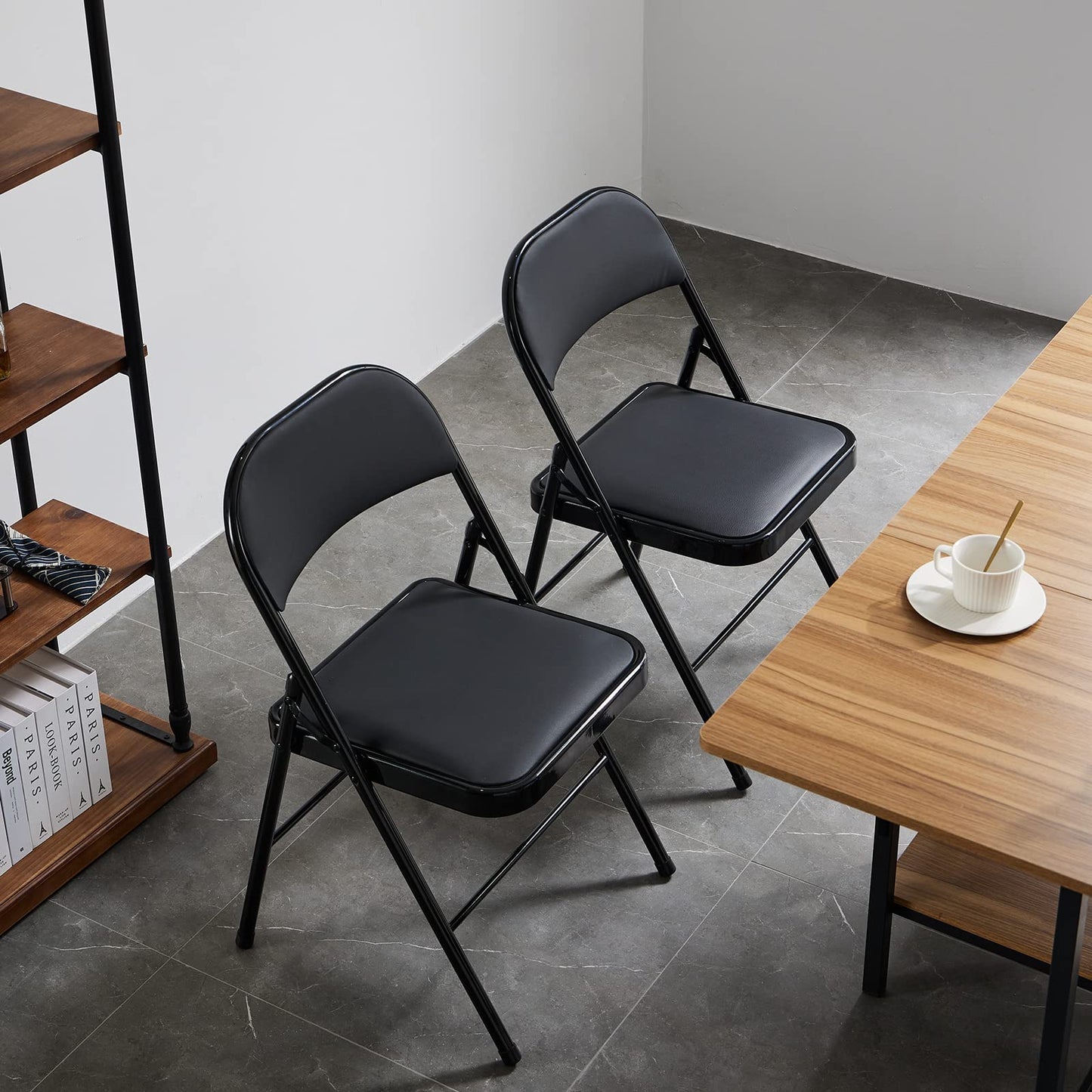 Homnso 6 Pack Black Folding Chairs with Padded Seats and Back, Portable Stackable Commercial Folding Chairs with Steel Frame for Home Office Wedding Party Indoor & Outdoor Events, 330lbs Capacity