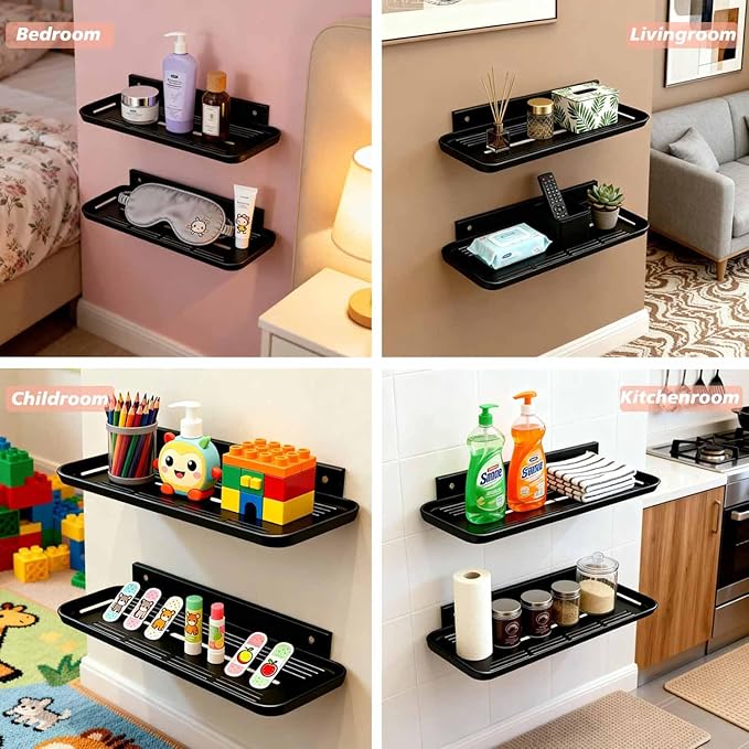 2pc Wall Mounted Floating Shelf, Self Adhesive Small Shelf, No Drill Shelves