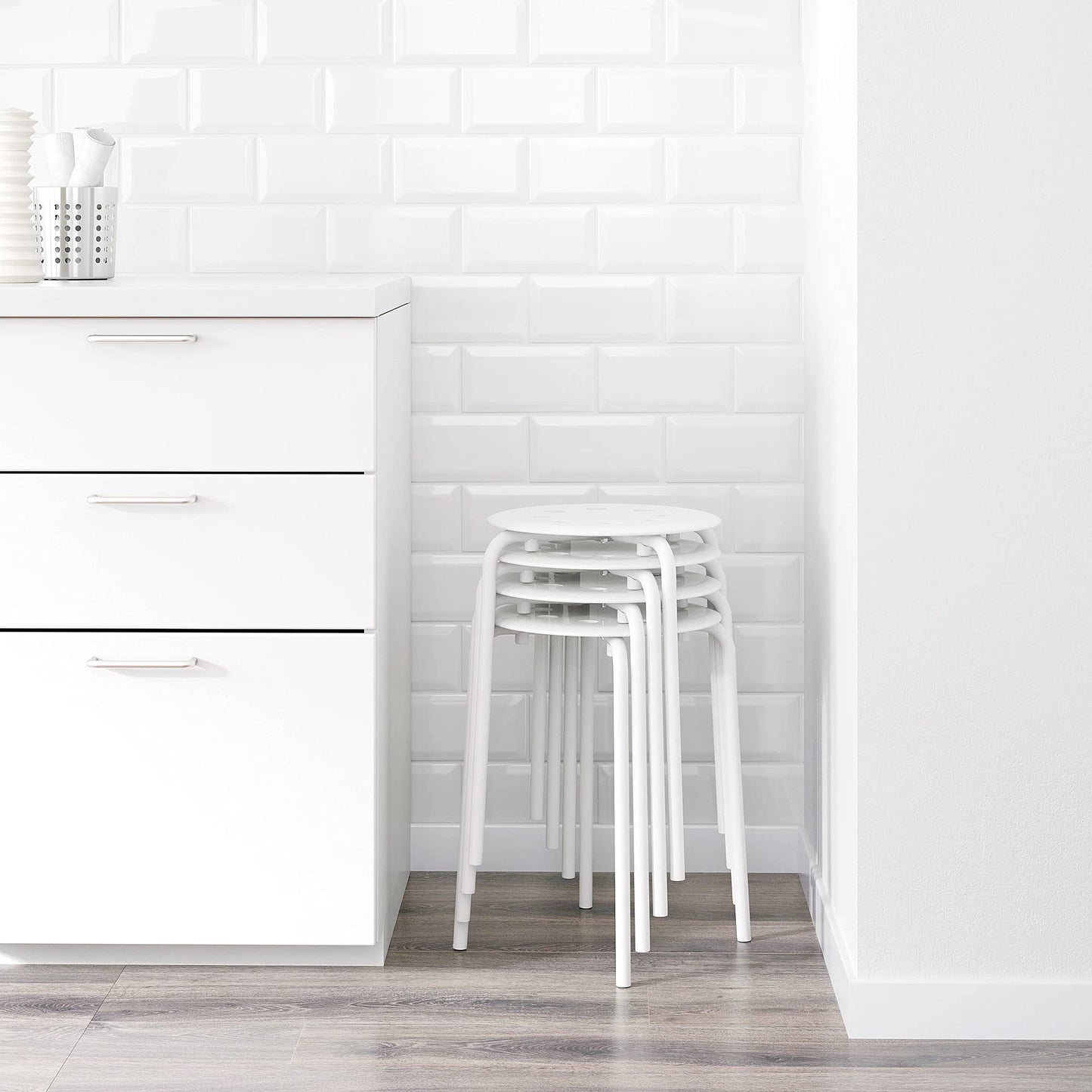 Ikea Marius Durable Stool- 45 Cm - Product Of Sweden (White) - Steel
