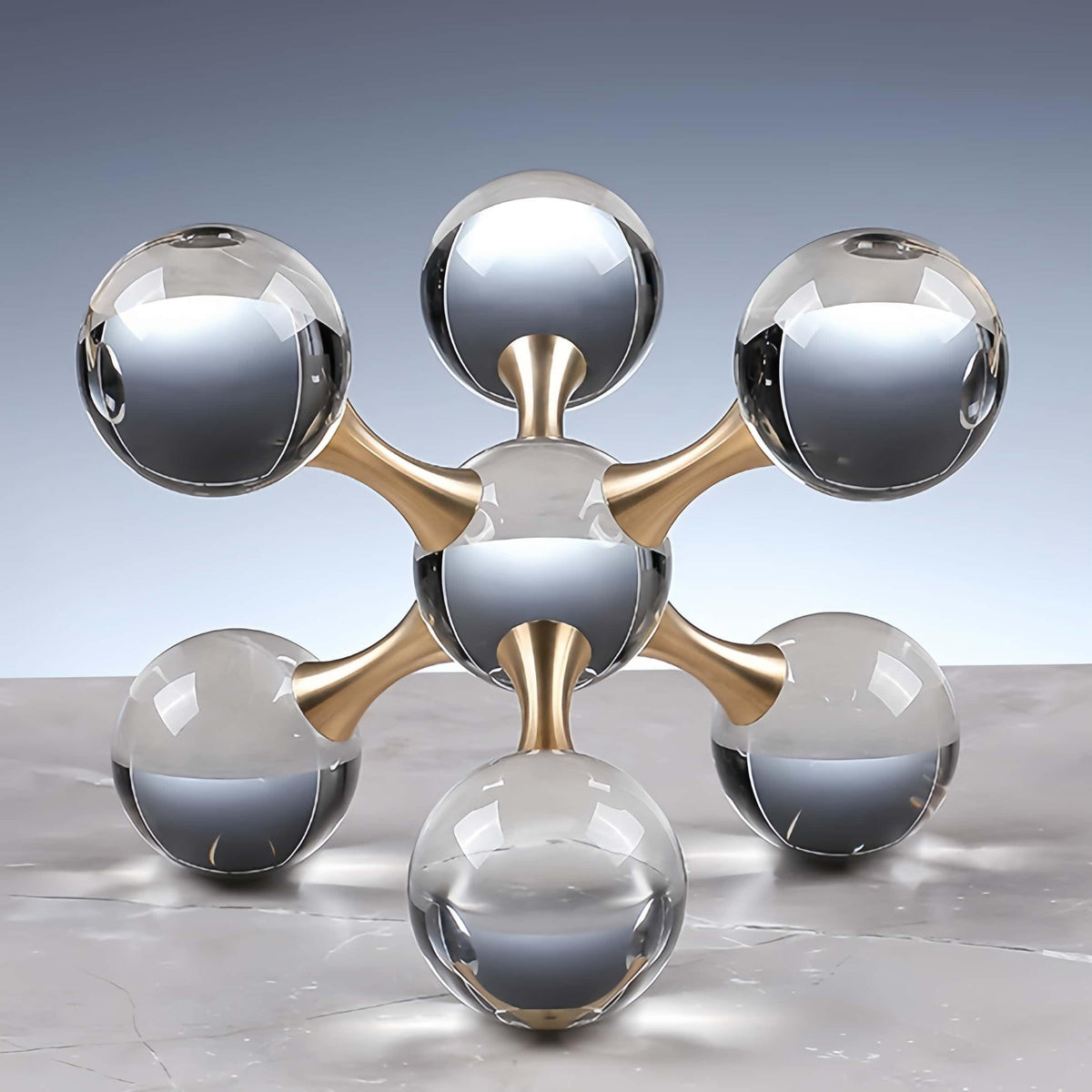 6.7 inch Transparent Golden Crystal Ball, Living Room Decor, Gold Modern Western House Decor Aesthetic, Home Decor Living Room, Office, Book Shelf, Bedroom, Desk, Fireplace, Coffee Table and More