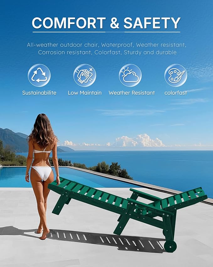 Patio Chaise Lounge Chair Set of 4, Oversize Lounge Chairs