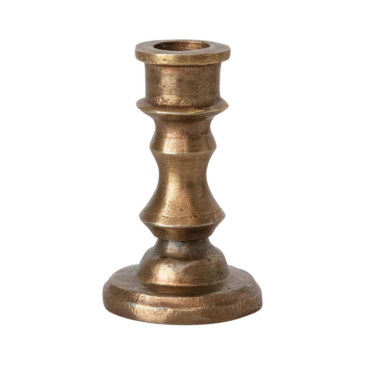 Creative Co-Op Small Antique Cast Aluminum Taper Holder, Gold