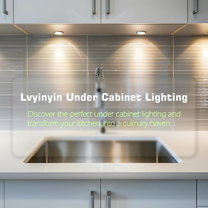 Liquor Cabinet Accent Lighting Kit, Round LED Puck Lights, 110 Volt Plug in