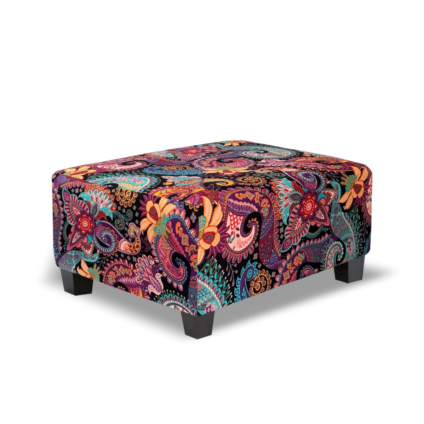 TOPHMDECOR Rectangle Ottoman Cover Printed,Stretch Footstool Slipcover with Elastic Bottom,Soft Fabric Protector for Rectangular Ottoman in Living Room or Bedroom,Medium,Purple
