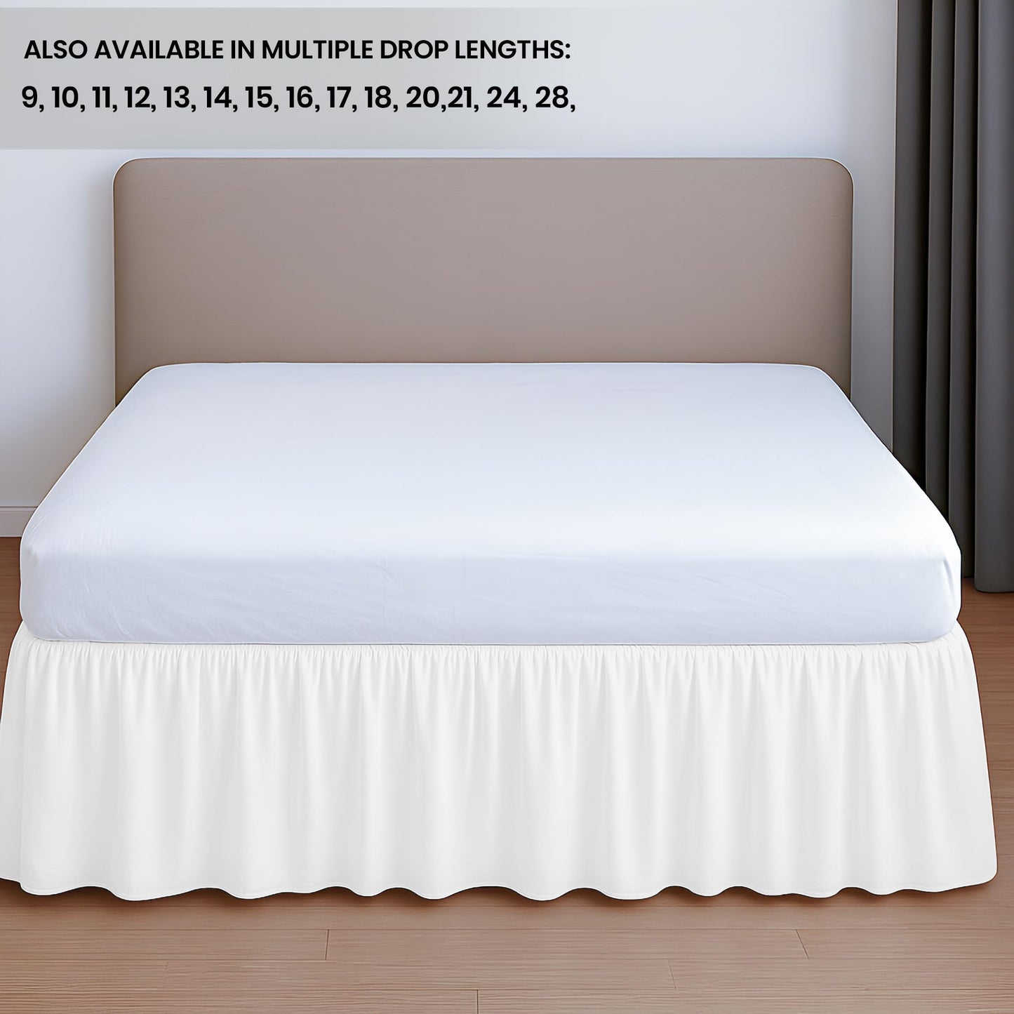 SGI Bedding 16 Inch Drop Ruffled Bed Skirt Cal King Size - Classic Gathered Styling, Platform Style Dust Ruffle with Secure Fit, Split Corners, Wrinkle-Resistant Microfiber - White
